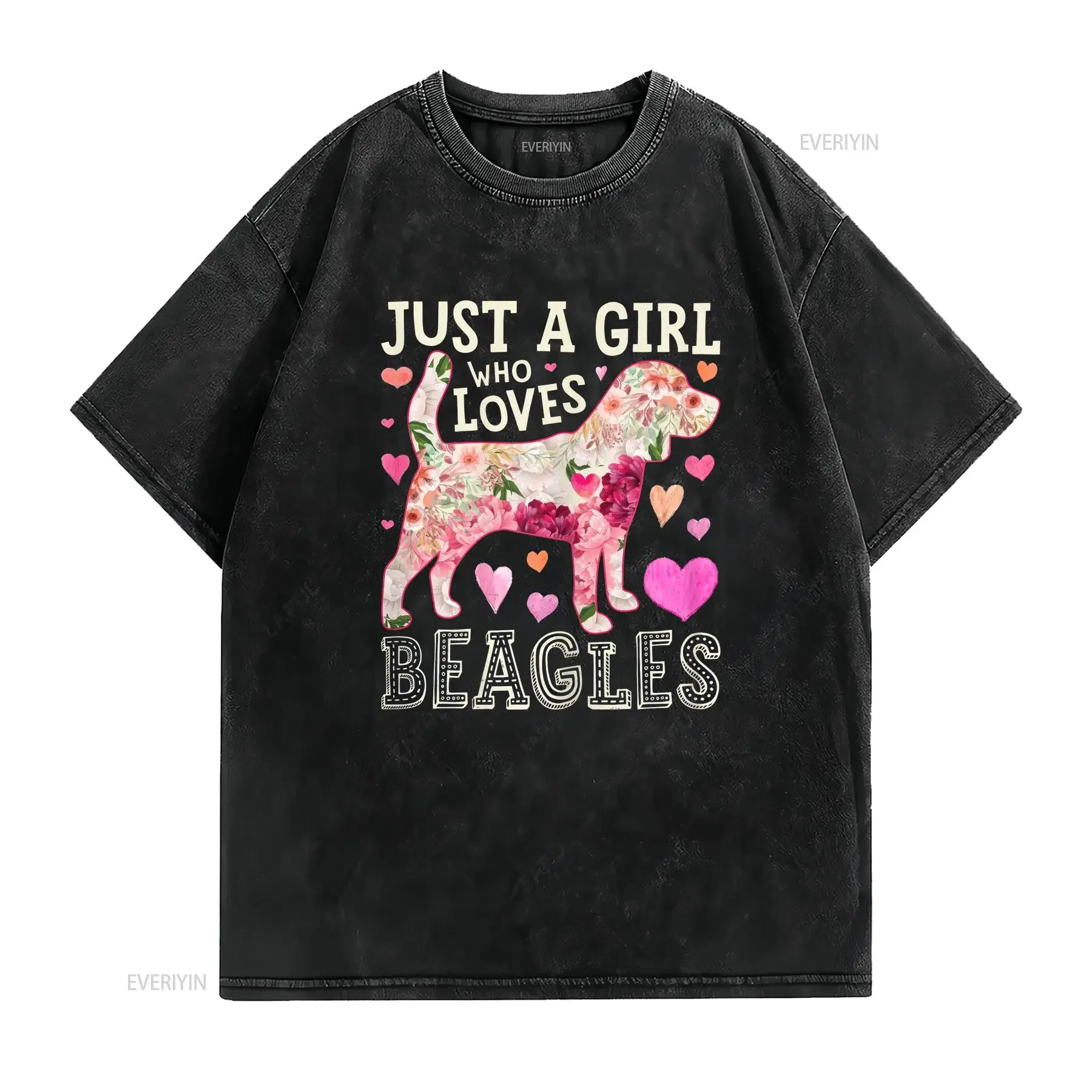 Beagle Just A Girl Who Loves Beagles Dog Flower Women Floral T Shirt vintage Washed Slightly Stylish Versatile homme Breathable