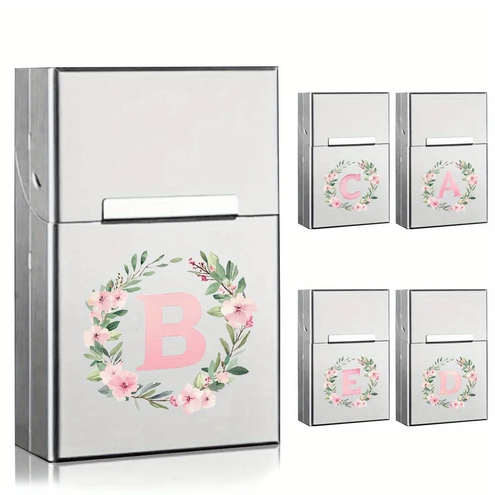

Durable Metal Cigarette Storage Case Stylish Easy To Carry Daily Use Gift for Business Cigarette Accessories Wreath Pattern