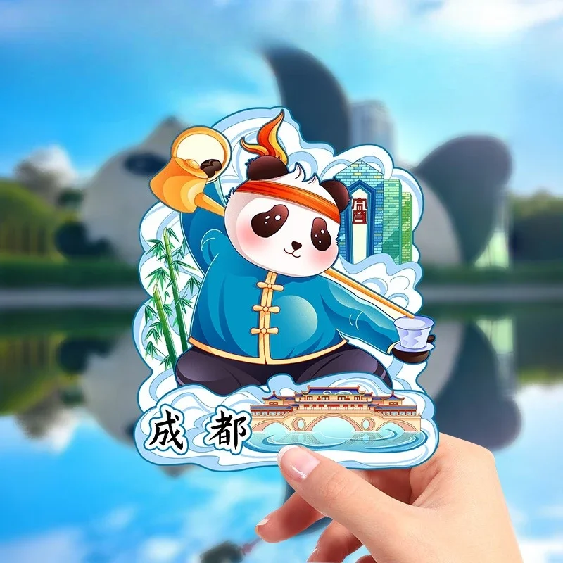 

chendu City scenery Wooden Chinoiserie Fridge Magnet sticker,Magnetic Creative Landmark Travel Souvenir ，refrigerator sticker