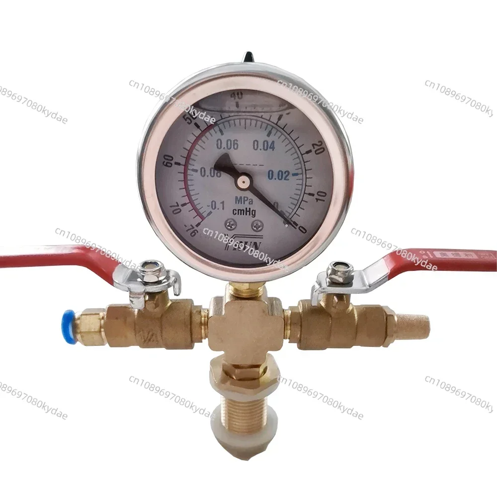 Vacuum Defoaming Tank Pressure Gauge Silicone Oil Gauge Set With Valve -0.1Mpa Negative Pressure Gauge 8MM/10MM/7/16-20UNF