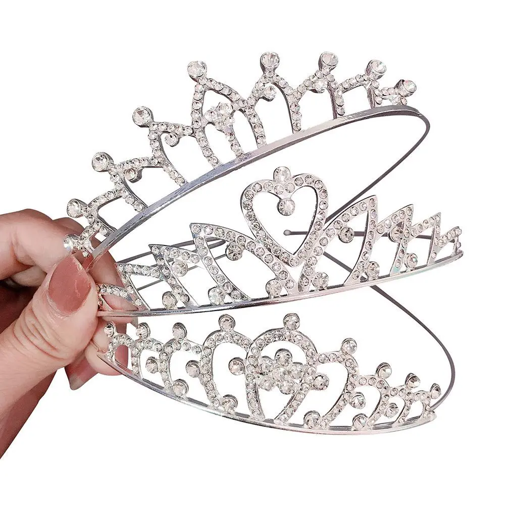 Headwear Princess Love Heart Girls Crown Bridesmaid Kids Crystal Tiara Korean Hair Comb Hair Accessories Wedding Jewelry