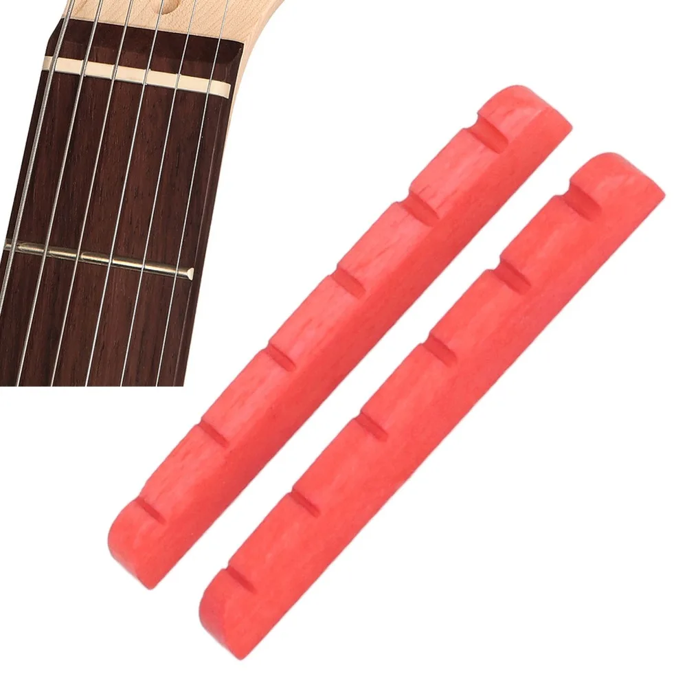 2PCS Premium 42mm Length Electric Guitar Nut Bone 6 String Pre Slotted Guitar Nut Red Color Guitar Nut Replacement For Guitar