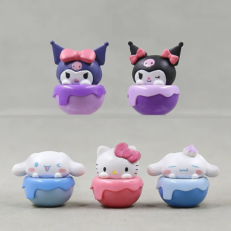 

Sanrio Hello Kitty Mini Decoration Doll Anime Figure Kuromi Q Figural Cute Toy Car Cake Decoration Model Children Birthday Gifts