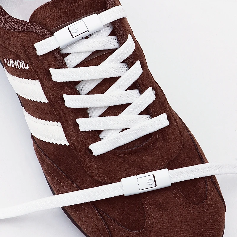 No Tie Shoelaces Elastic Flat Laces with Metal Press Lock Lazy Tieless Shoe Strings for Sneakers Casual Shoes 1Pair/2Pair