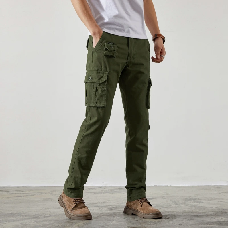 

Мужские рабочие брюки для активного отдыха, прямого кроя, модные, брендовые, в стиле милитари, с множеством карманов, из чистого хлопка, износостойкие, американский камуфляж