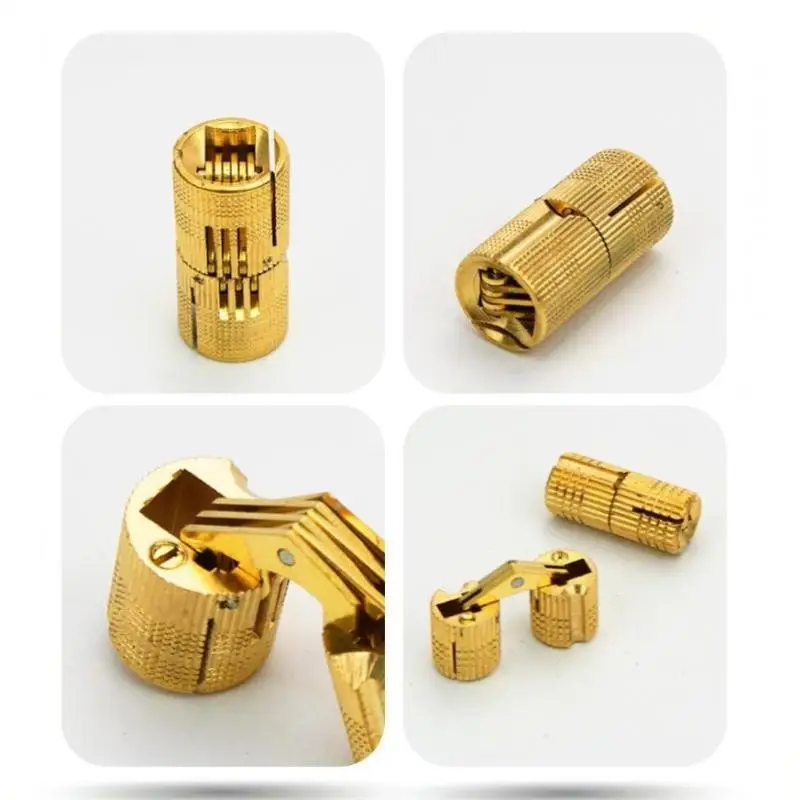 【HG】NAIERDI Copper Brass Hinges 8 18mm Cylindrical Hidden Invisible For Cabinet Door Gift Box