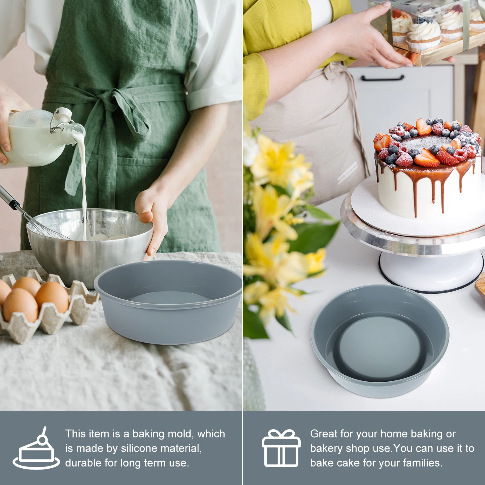 

Silicone Cake Mold Baking Pan Professional Household Accessory Pans Safe Microwave Oven Heat Cold Resistant Easy Demould Wash