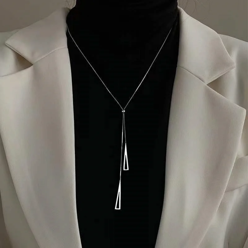 2022 Popular Geometric Sweater Box Chain Female  Long Necklace For Women Adjustable Fine Jewelry Wedding Party Birthday Gift