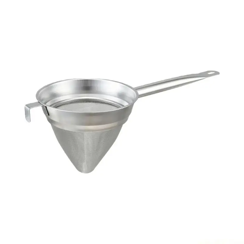 QX2E 304 Stainless Steel Coned Filter with Handle Fine Mesh Conical Bouillon Strainer For Liquids And Solids Particles