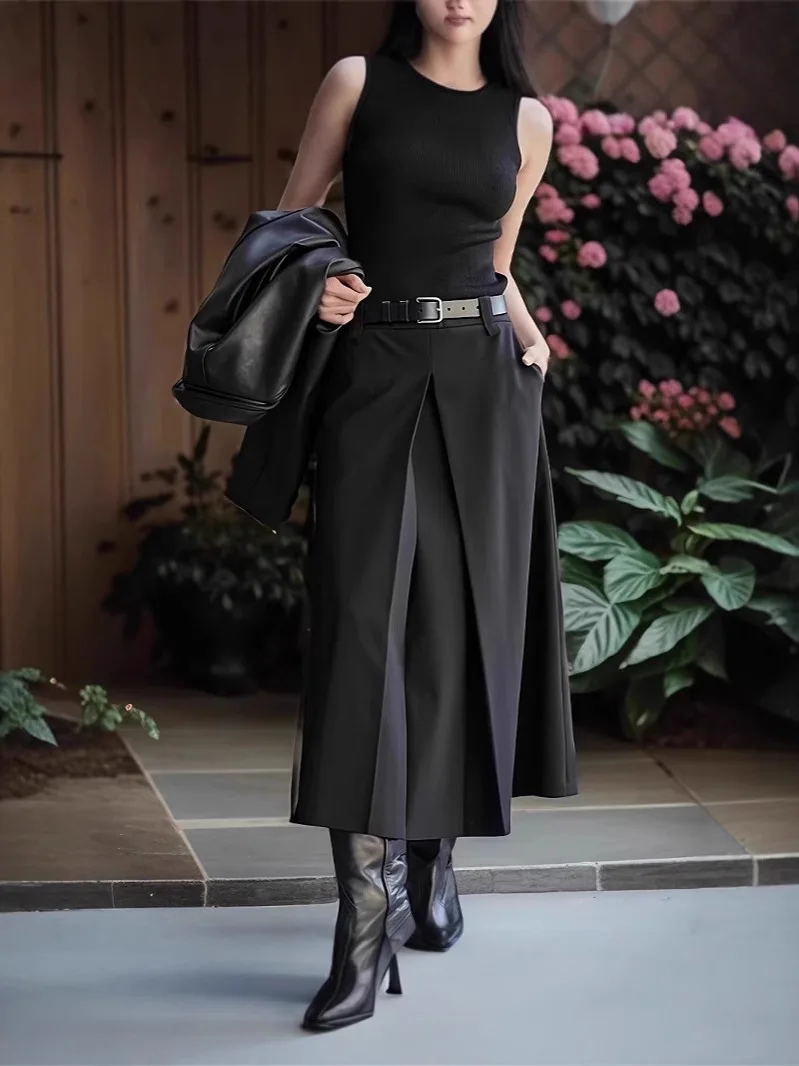 

Юбка большого размера средней длины с эластичной резинкой на талии и широким подолом, силуэт трапециевидной формы для женщин, дышащая полиэфирная ткань