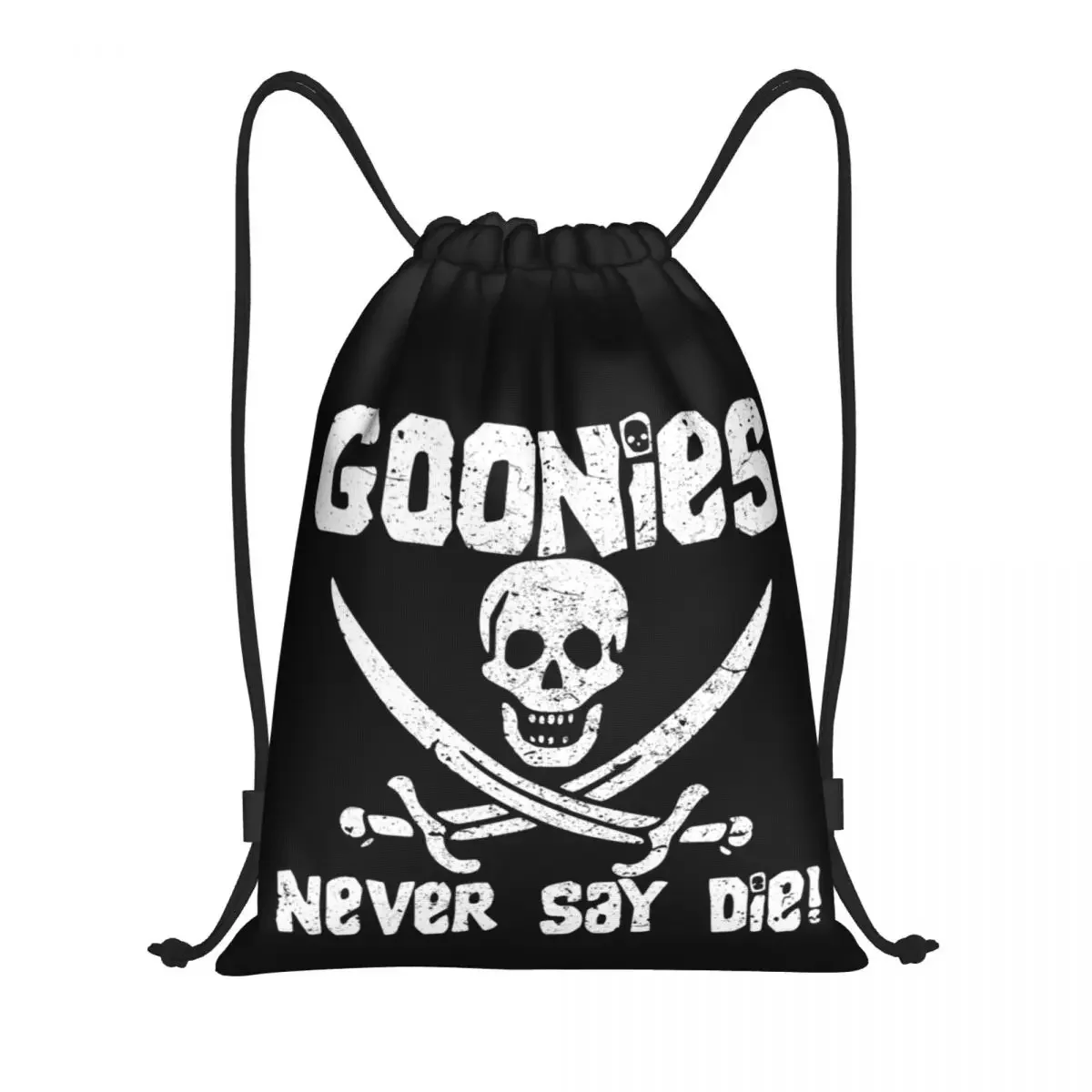 Gothic Skull The Goonies Never Say Die Drawstring Backpack Bags Lightweight Classic Movie Gym Sports Sackpack Sacks for Training