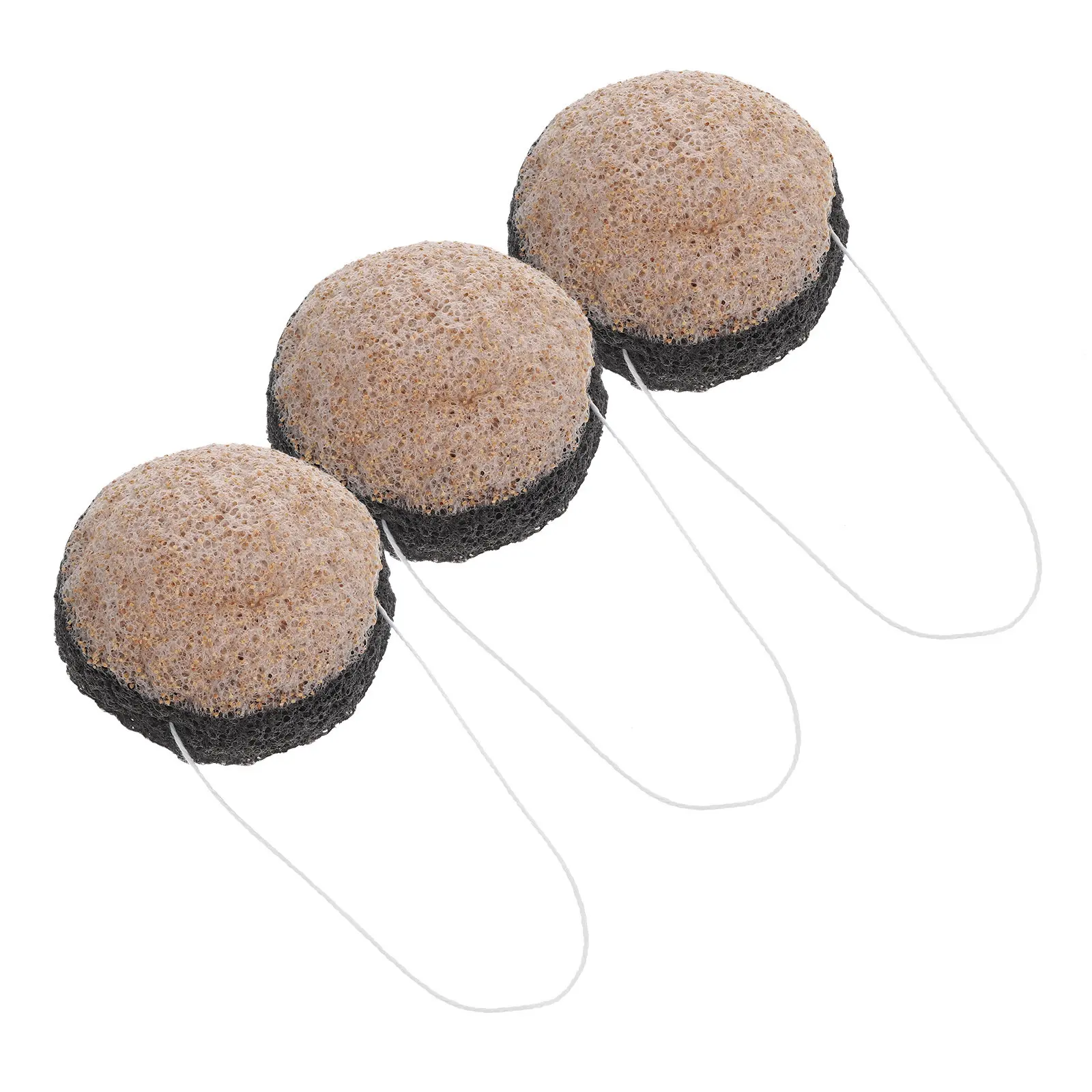 

3Pcs Konjac Facial Sponge Double Sided Bamboo Charcoal Exfoliating Face Cleansing Pad Walnut Shell Powder Deep Pore Cleaner