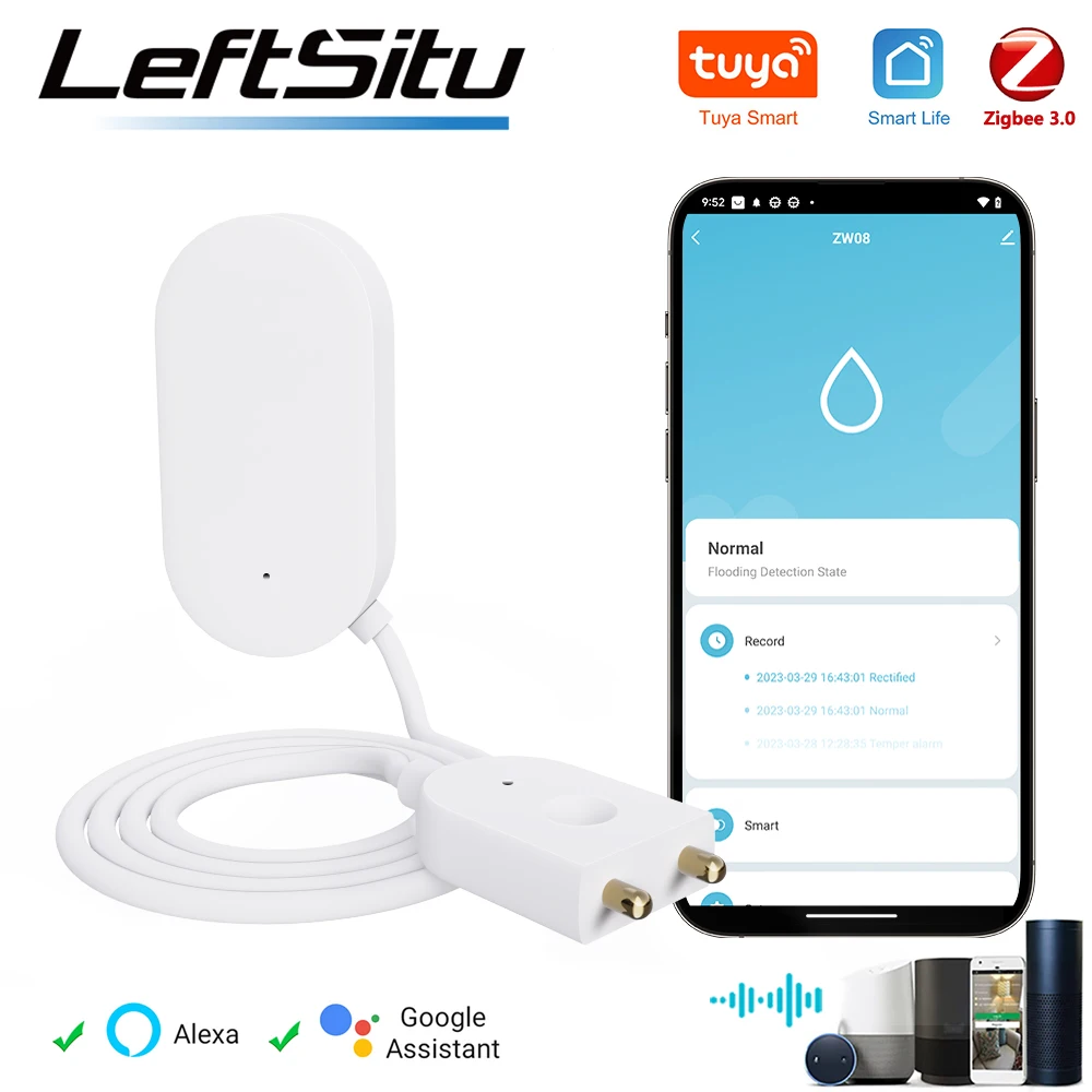 Tuya Zigbee Water Sensor น้ํารั่วเครื่องตรวจจับเซนเซอร์ป้องกันน้ํารั่วสําหรับ Smart Home var tuya Smart Life Google Home