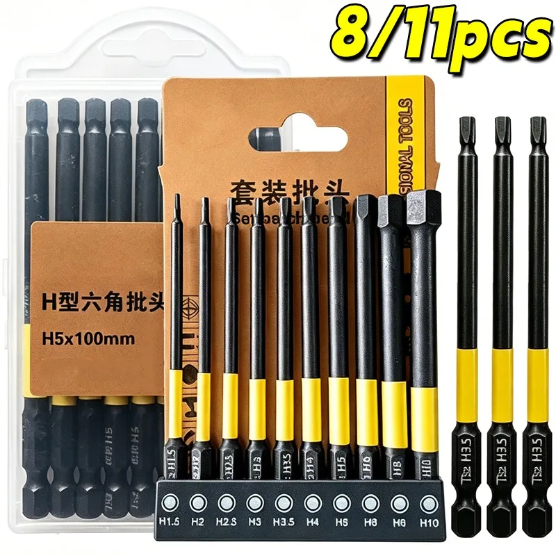 8/11pcs Magnetic Hex Driver Bits Set Hex Head Wrench Drill Bit Holder Quick Release Shank Screwdriver Electric Drilling Tools