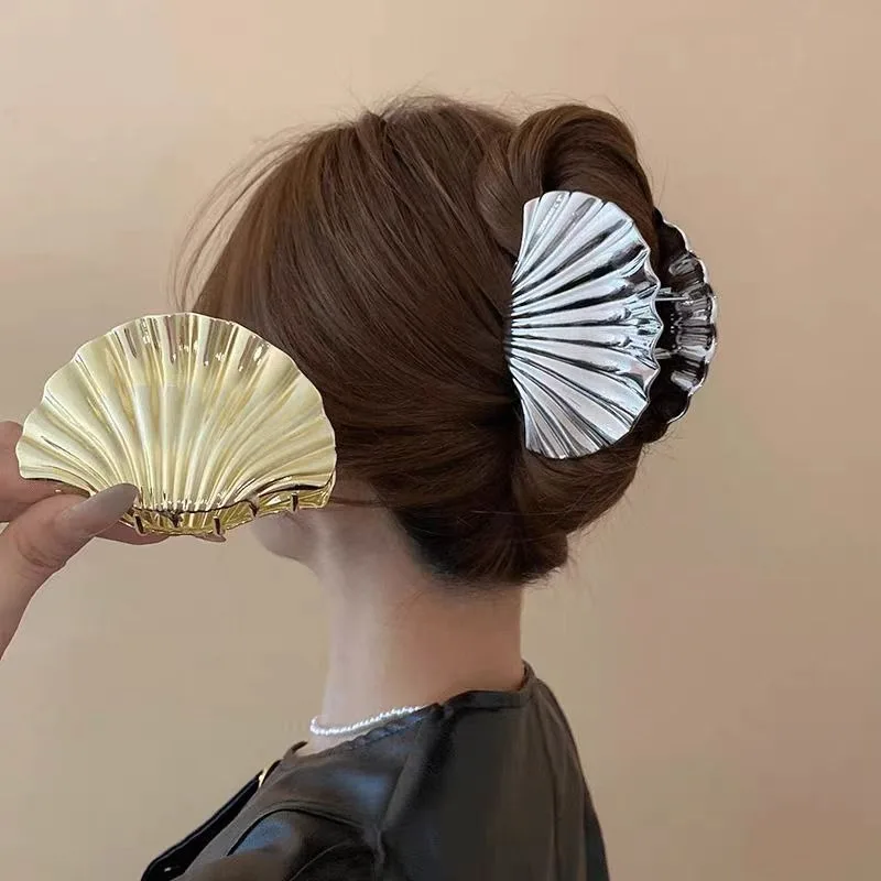 4 أنماط المحيط قذيفة معدنية كليب الذهب والفضة اللون المحيط الرياح مشبك شعر المتخصصة الراقية تصميم الشعور ملفوف الشعر القرش كليب #4
