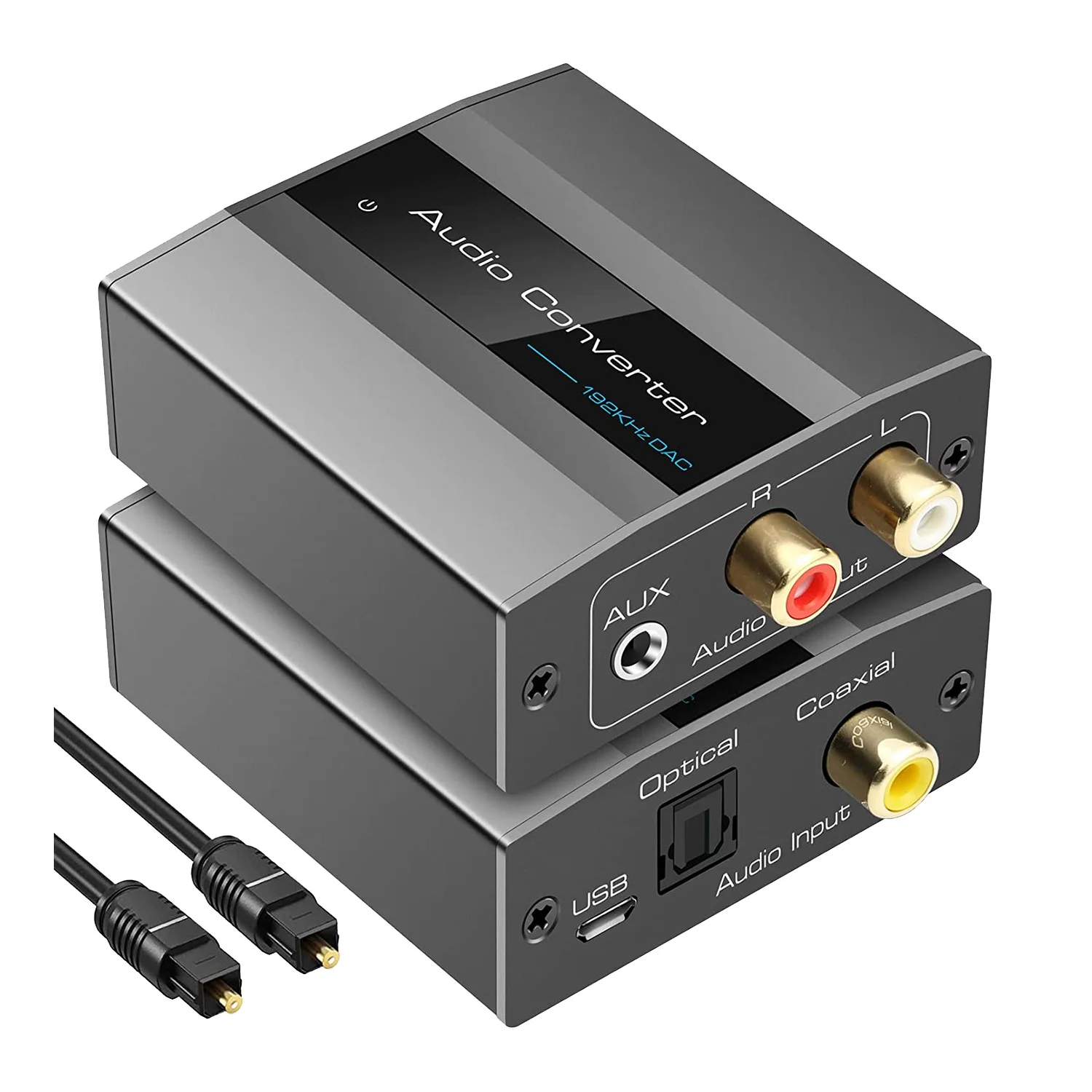 Optical to RCA Converter Audio Converter Digital to Analog Audio Coaxial to RCA Adapter 3.5mm AUX with Optical Cable