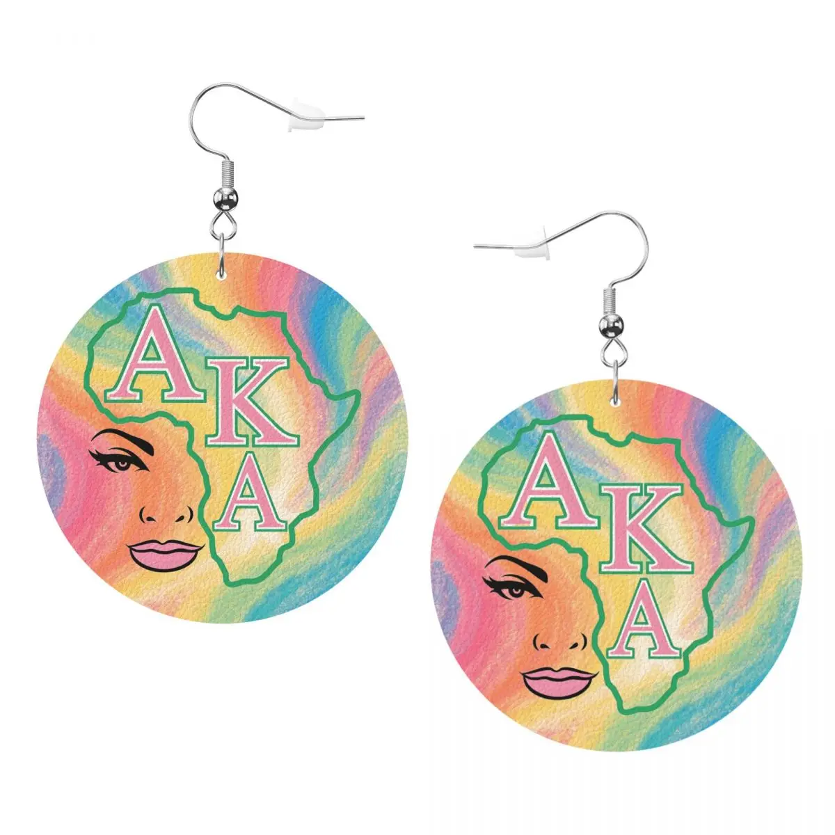 

Custom AKA Sorority Dangle Drop Earrings Leather Earrings for Women Fashion Girl Face For Valentine's Day
