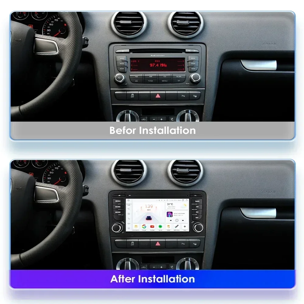 Android Car Radio for Audi A3 8P 2003-2012 7'' Carplay Multimedia Car Stereo 2Din Autoaudio Intelligent Head Unit Navigation GPS