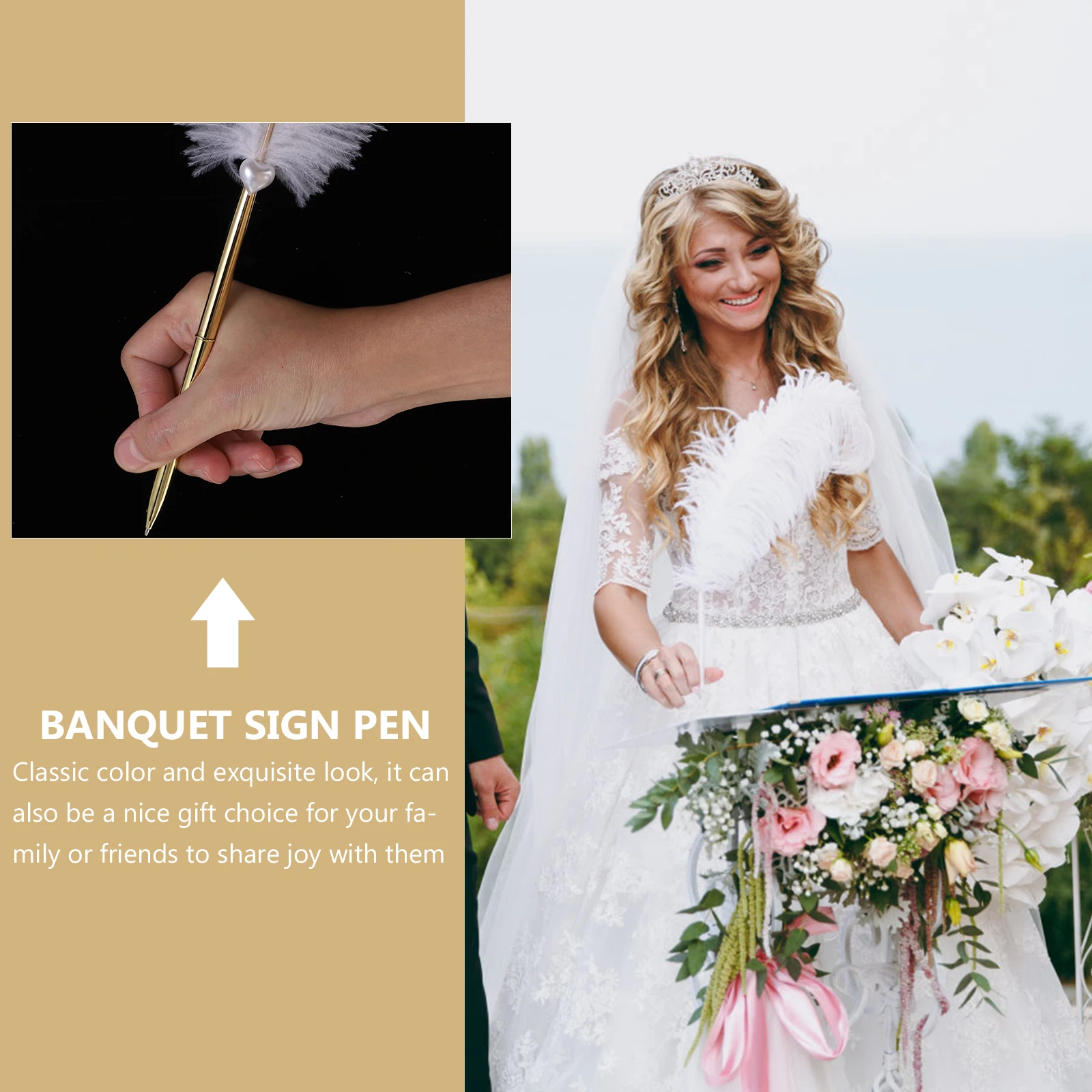 

Quill Pen Stand Love Holder Graduation Guestbook Wedding Set Ballpoint Signature