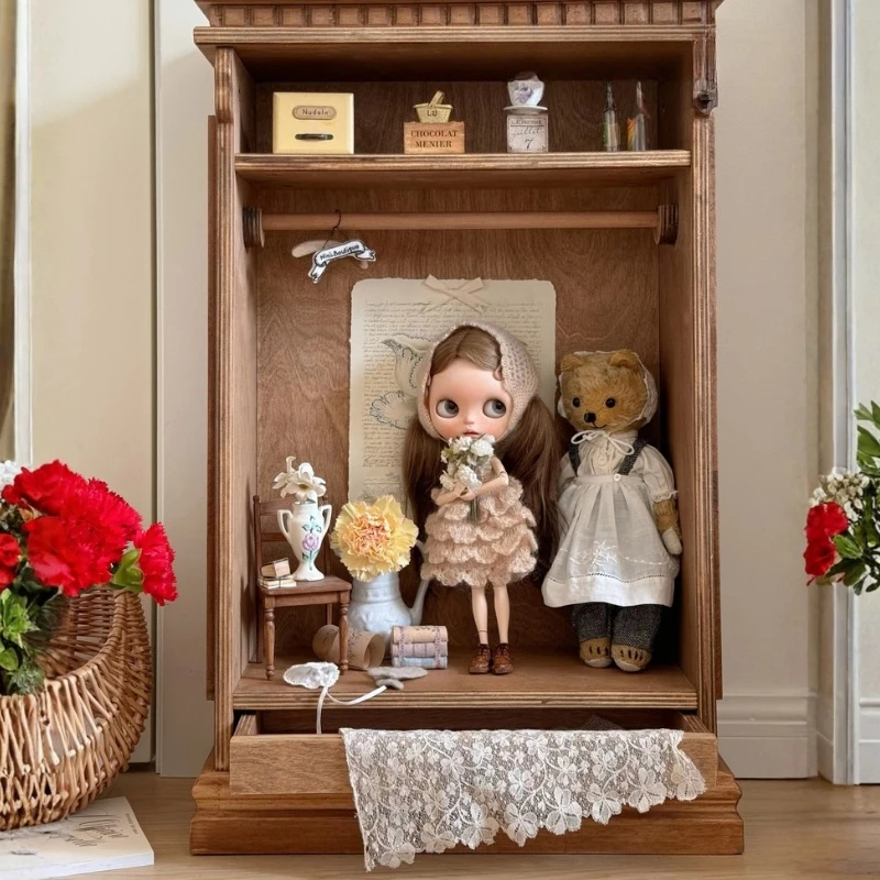 Small wardrobe pet clothing storage with drawer lines