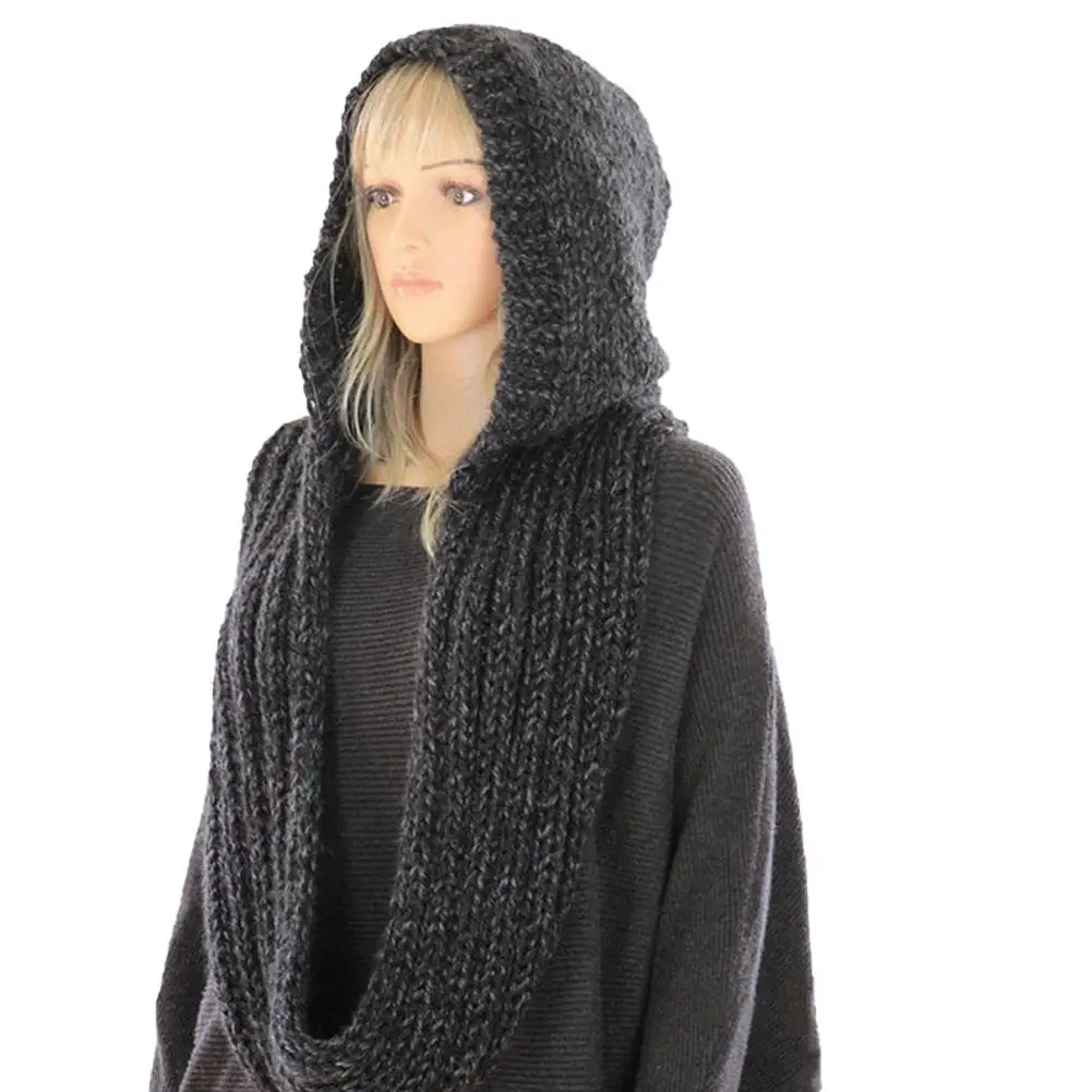 Knitted Hooded Scarf Winter Wo - Infinity Scarf Knit avis et prix
