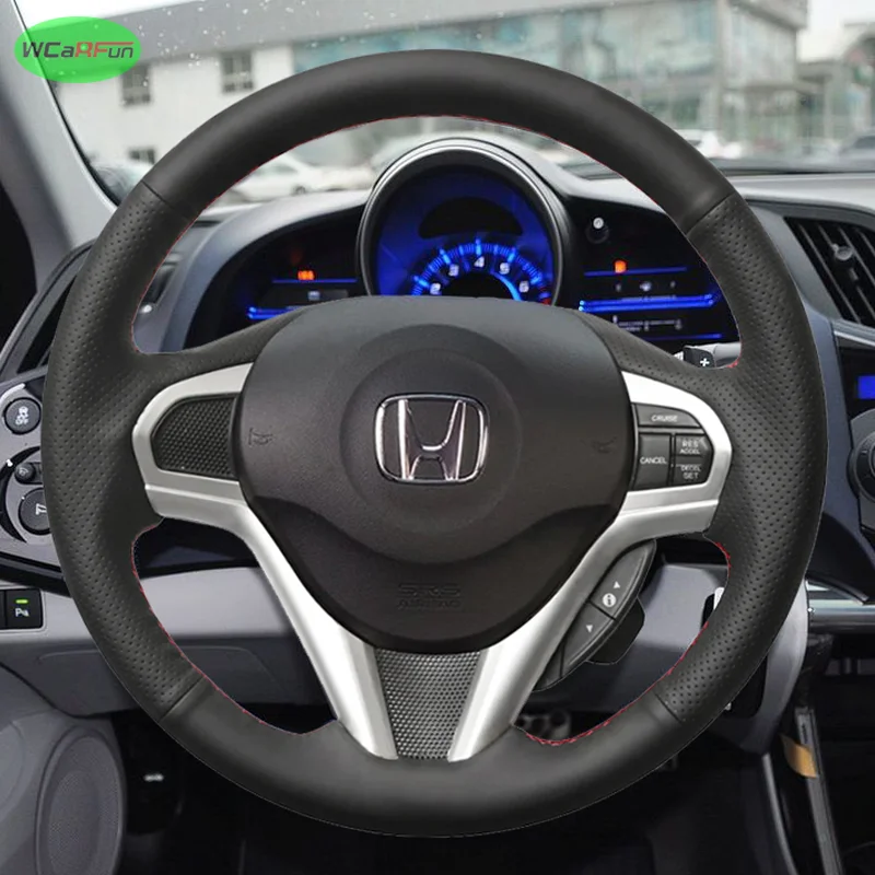 DIY Black Artificial Leather Car Steering Wheel Cover for Honda CR-Z CRZ 2011 to 2016