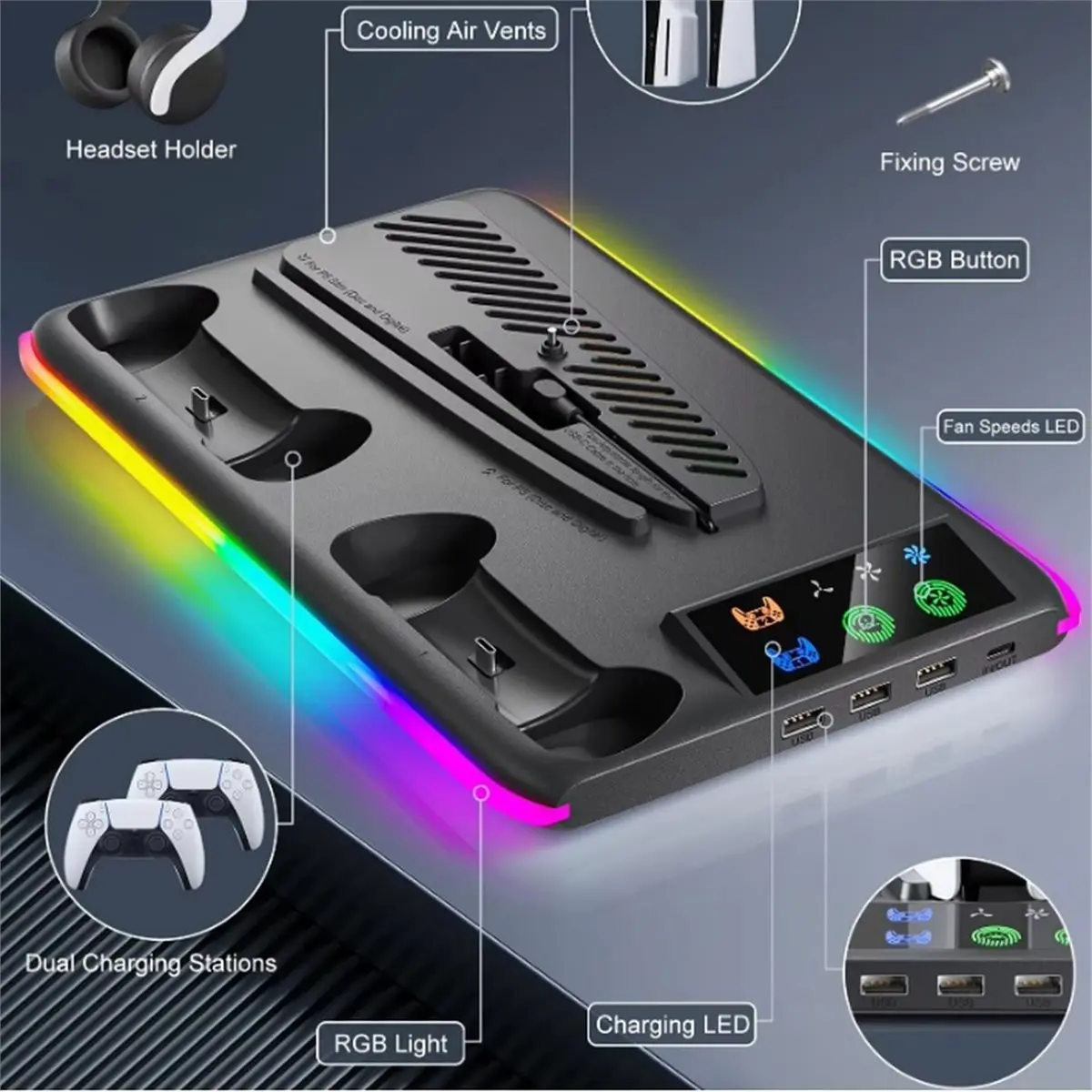 Stand for Console for Pro Slim Support Cooler Fan Base Holder Control Charger Game Accessory