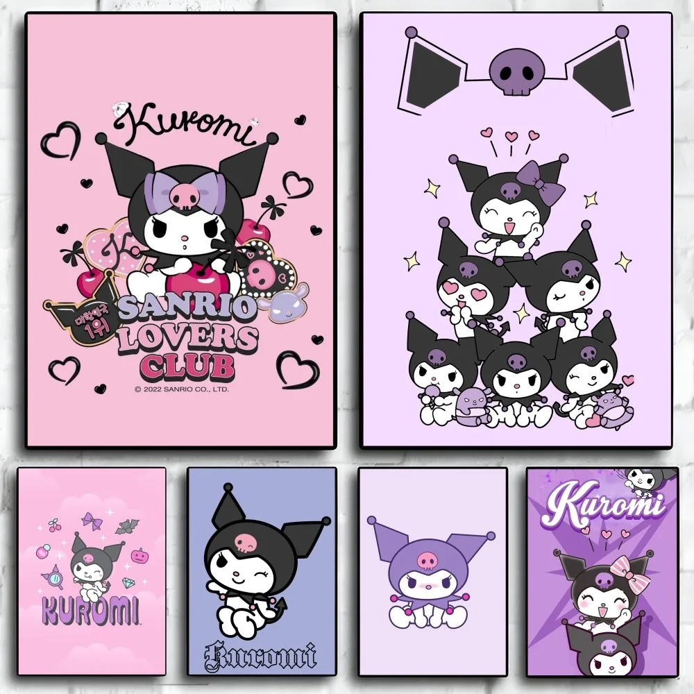 1PC Sanrio K-Kuromi Poster Self-adhesive Art Waterproof Paper Sticker Coffee House Bar Room Wall Decor