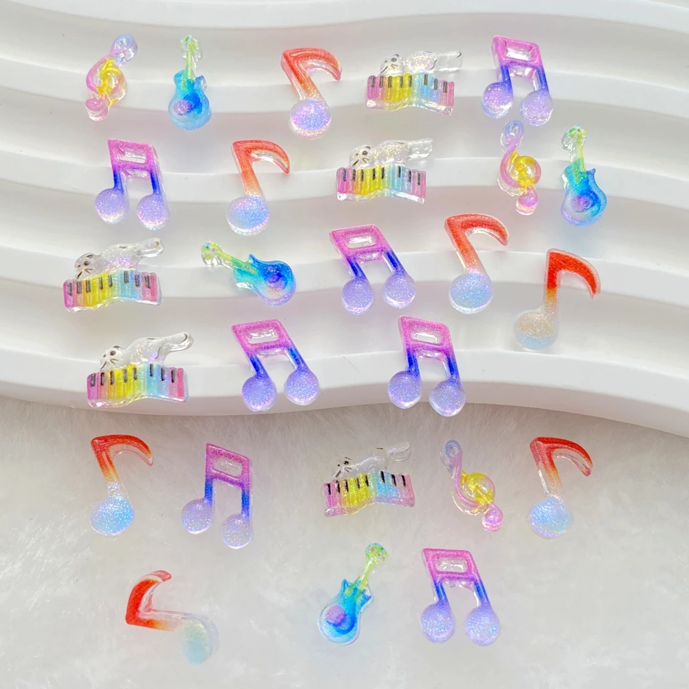 50Pcs Mixed Nail Art Resin Mini Shiny Colorful Music Talisman Charms Rhinestones DIY Craft For Nail 3D Decorations Jewelry