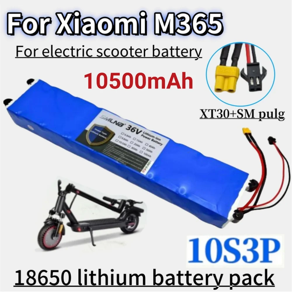 

100% New 36V 10.5Ah 10S3P rechargeable lithium battery pack 18650 suitable for Xiaomi M365 electric scooter battery+42V charger