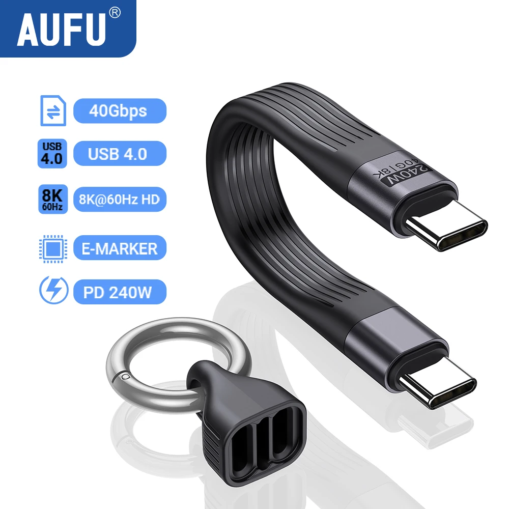 

AUFU 8K USB4 Type C Cable 240W PD3.1 QC4.0 Fast Charging Cable For iPhone 40Gbps Data Transfer Thunderbolt 4 For Laptop MacBook