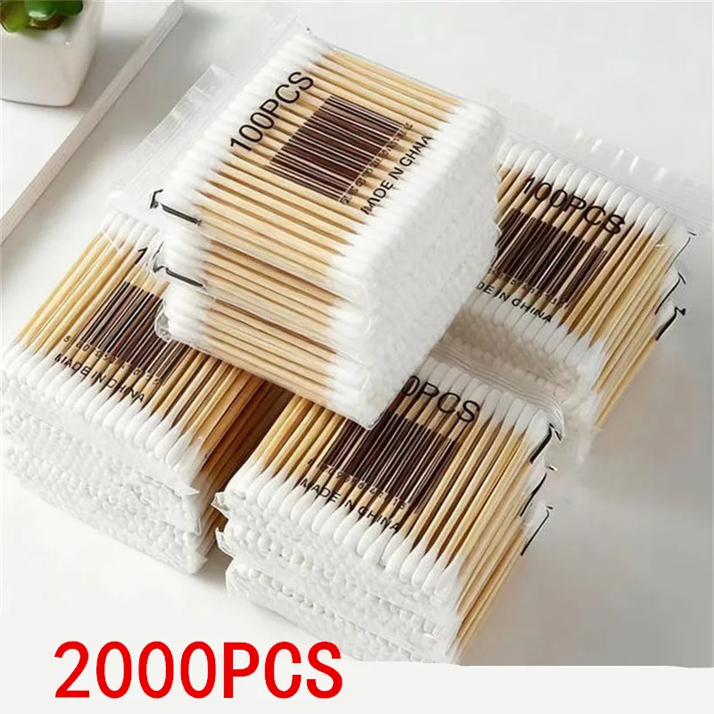 100/1000/2000pcs Double Head Cotton Buds Tip Sticks Bastoncillos Oidos Cotton Swab Nose Ears Cleaning Women Makeup Tools Lipstik