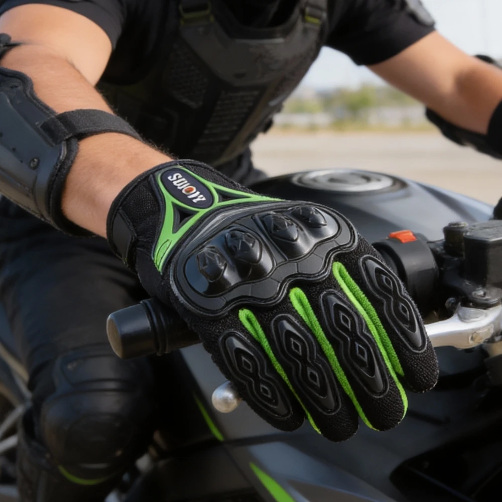 

Men's Full Finger Motorcycle Gloves - Summer Breathable Mesh Touchscreen Anti-slip Palm for Racing Motocross Guantes Moto