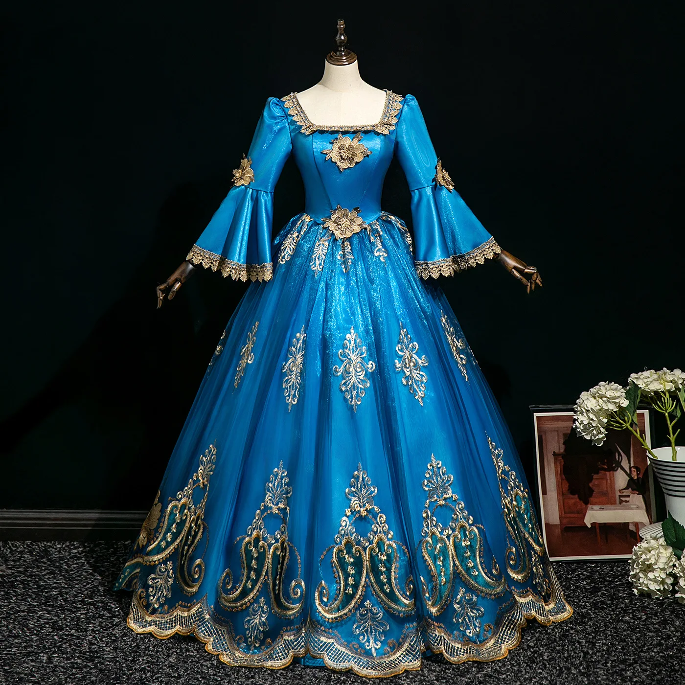 

Chorus Court Costume Lake Blue Drag Ball Host Photo Drama Performance Drama Costume Drama Princess Dress Vestidos Fiesta De Lujo