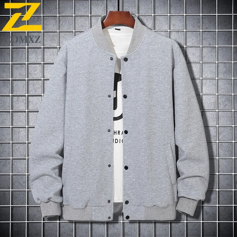 

COMXZ 2025 Men's Baseball Jacket Oversized Casual Street Fashion Textured Comfortable Lightweight Drop Shoulder Knit Outerwear