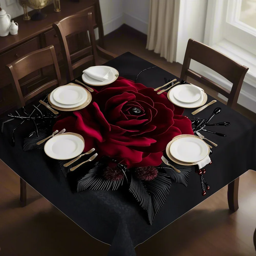 1 piece, realistic style, dark background, deep red roses, black branches and leaves, red slender twigsxzj