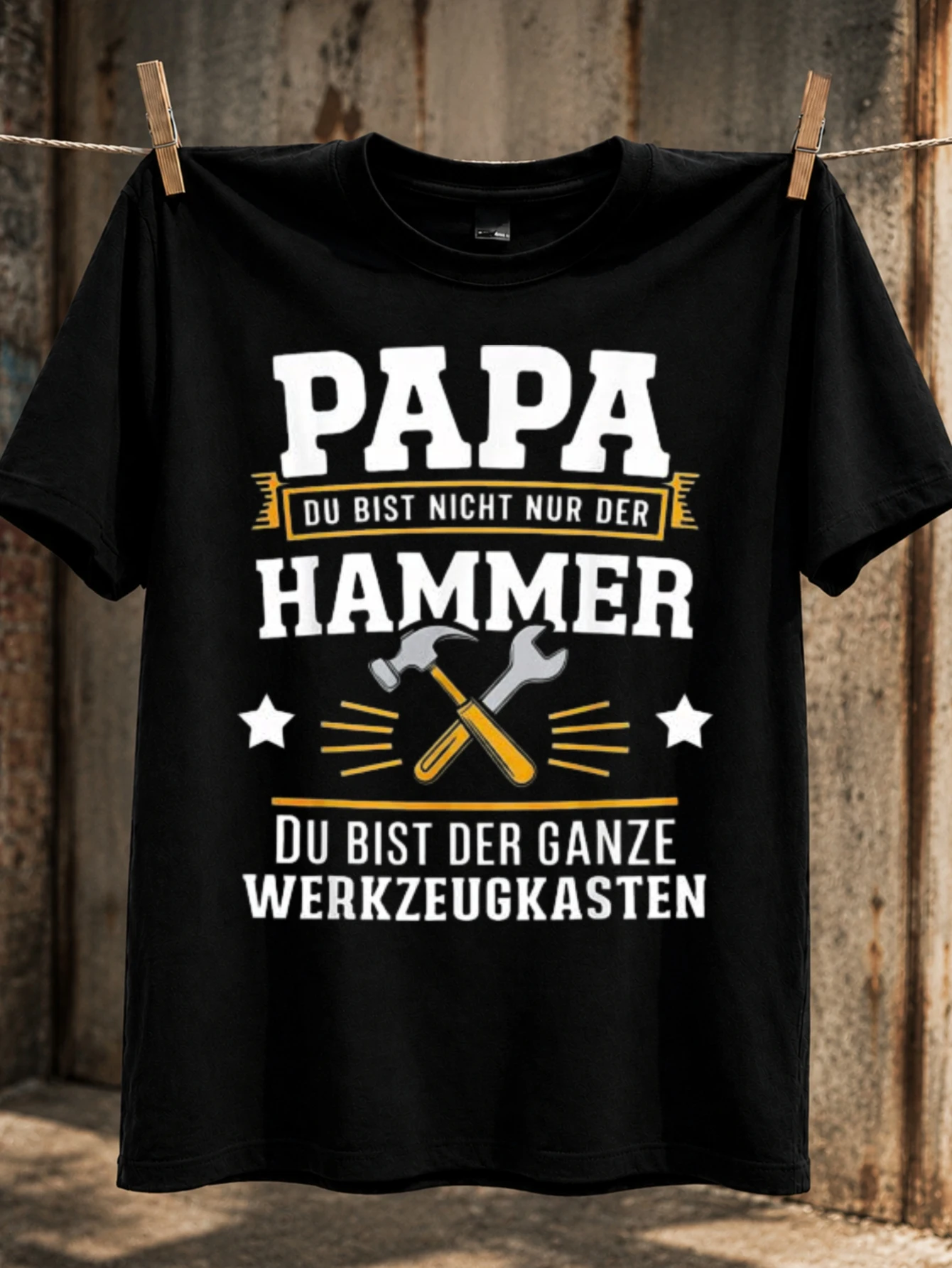 Papa Hammer Werkzeugkasten hammer and wrench icons with bold German dad complit handyman father  Unisex All T-Shirt