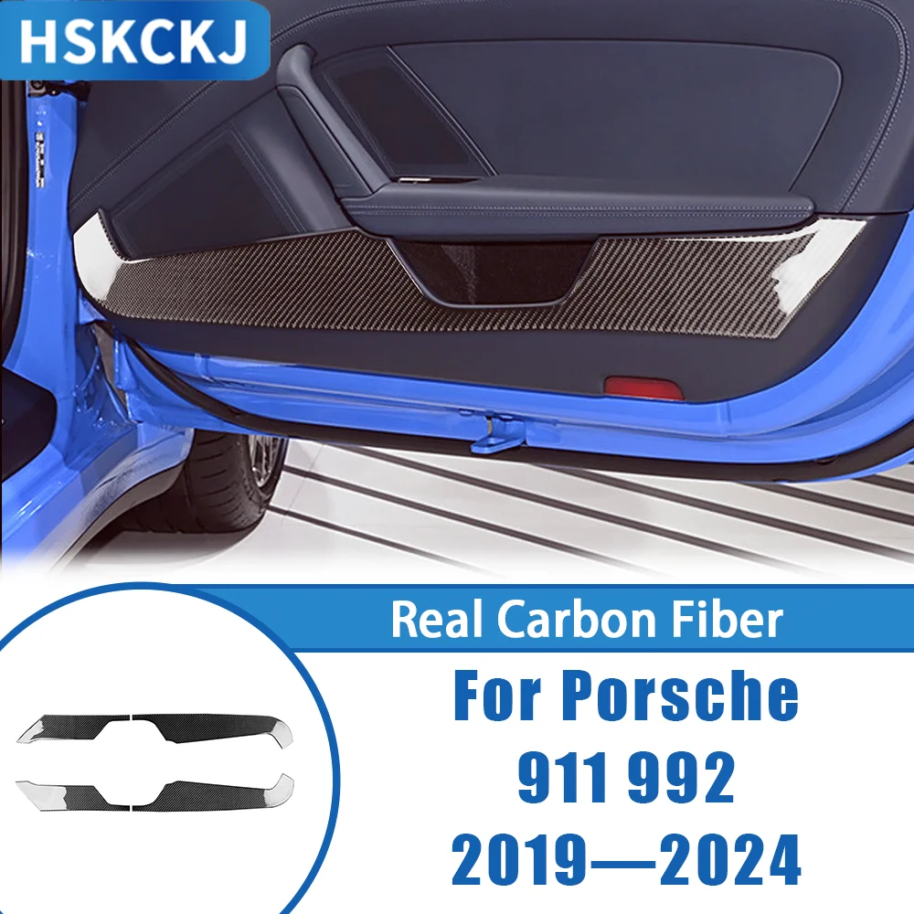 

For Porsche 911 992 2019—2024 Carbon Fiber Door Inner Anti-kick Protector Car Accessories Interior Cover Trim Modified Sticker