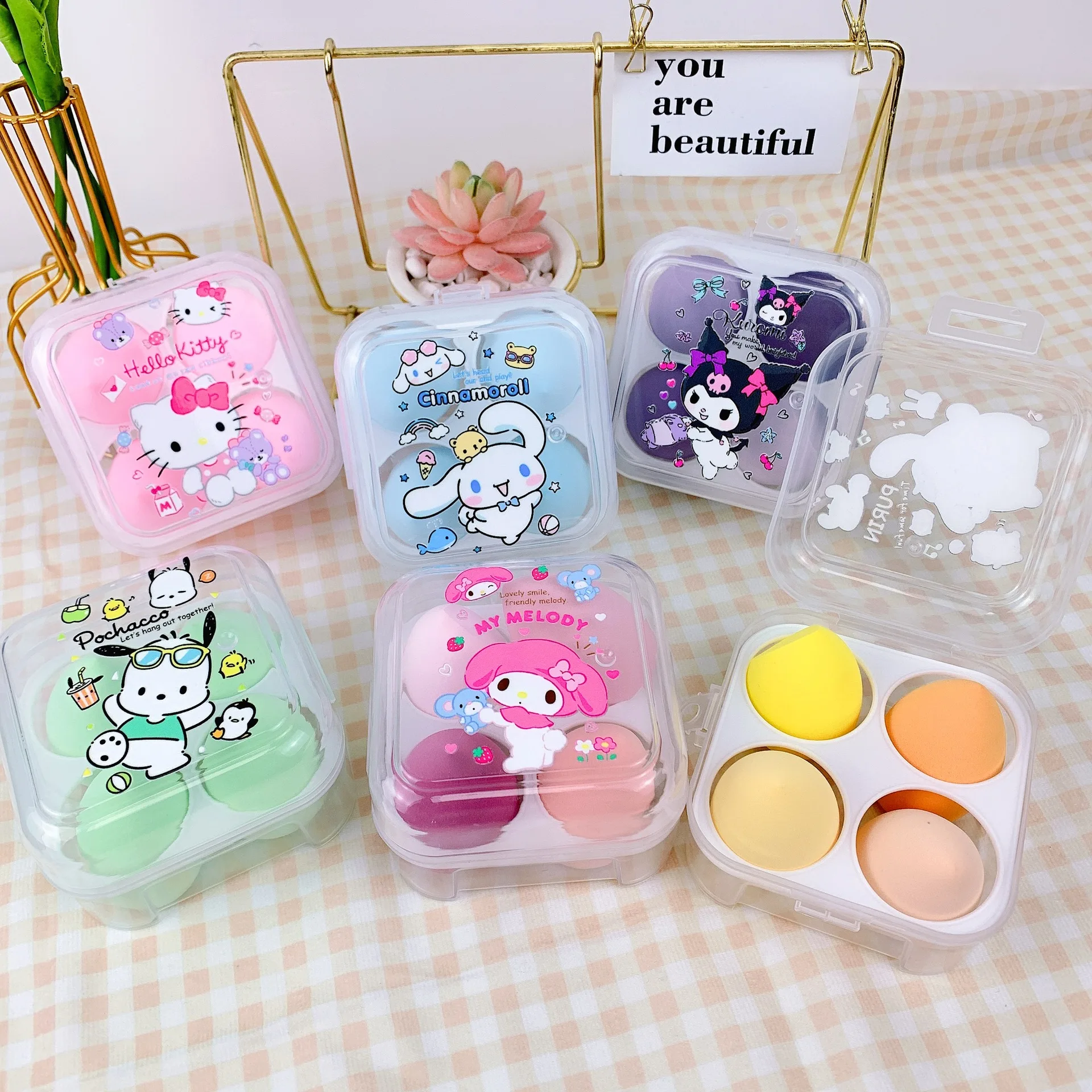 

Sanrio Japanese Cartoon Makeup Egg Kawaii Hello Kitty My Melody Water Drop Powder Puff Girl Sponge Makeup Egg Makeup Cotton
