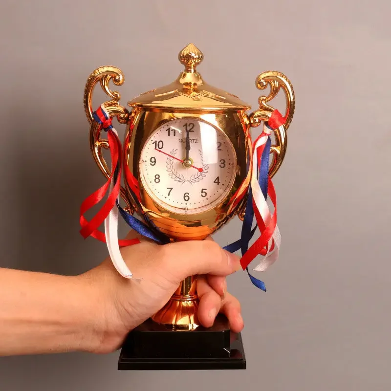 

Trophy Boat Motorcycle Figures Clock Creative Alarm Plastic Wake-up student boy birthday gift alarm gold room decoration