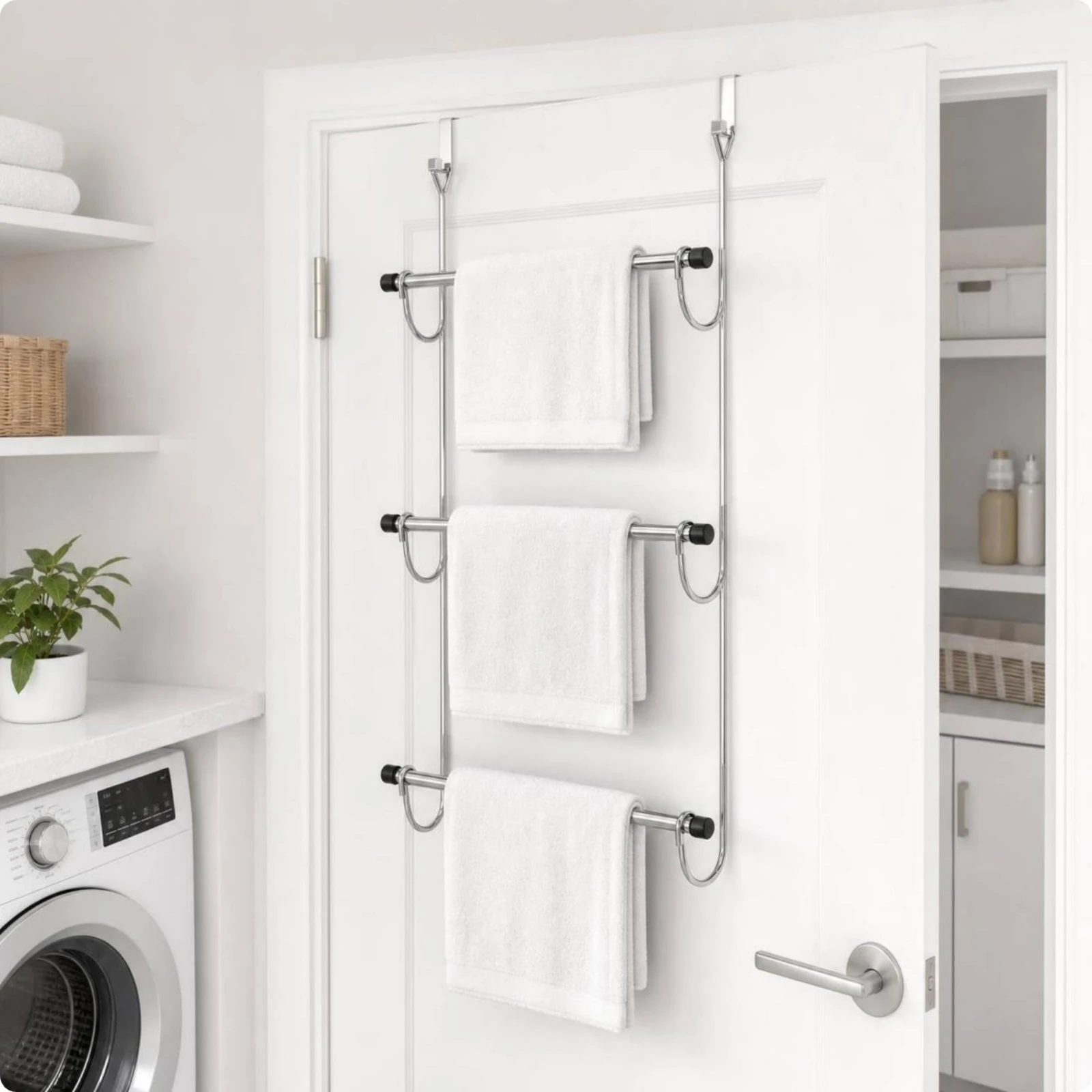 Over-the-Door Towel Rack Slim over the Door Towel Rack Easy to Install Rust-Resistant for Bathroom, Small Apartments
