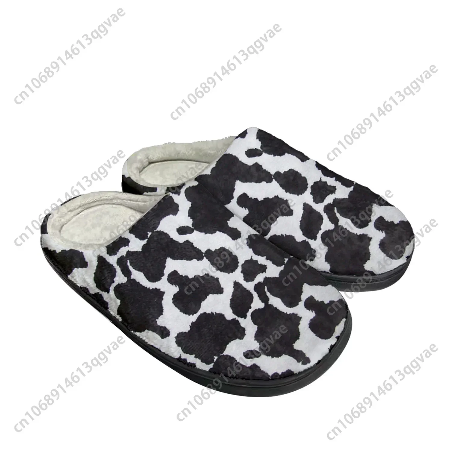 

Cow Print 3D Pattern Home Cotton Custom Slippers Mens Womens Sandals Black White Printed Plush Bedroom Shoes Thermal Slipper
