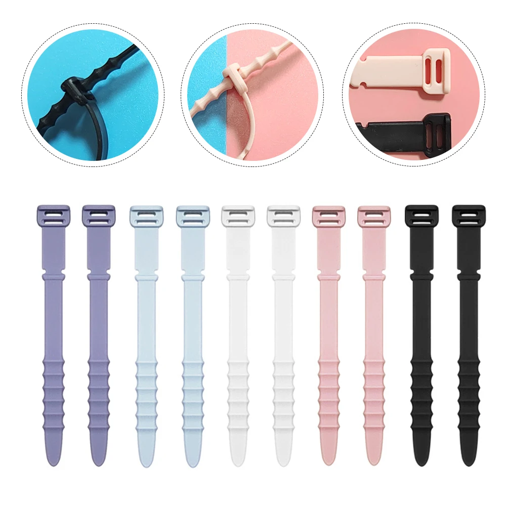 

20 Pcs Silicone Cable Tie USB Winder Wire Organizer Phone Holder Data Organiser Silica Gel Travel