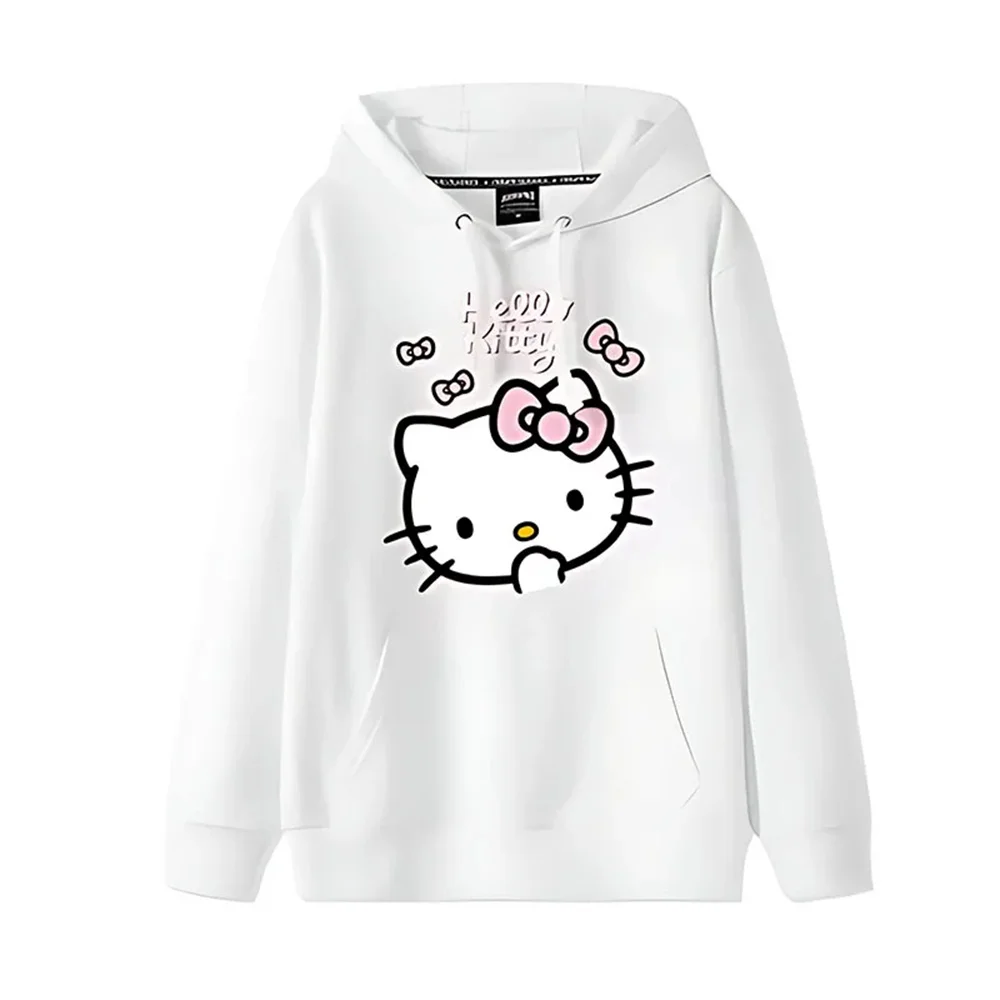 

2025 Girls' Hooded Sports Hoodie, Fashionable, Casual, High Quality, Cartoon Printed Top, Cute Kitten, Loose Hooded Hoodie
