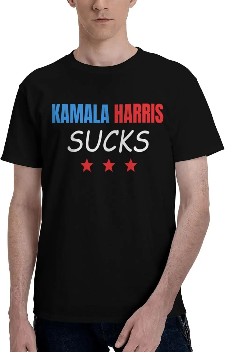 

Fashion style - Kamala Harris Sucks Anti Kamala Harris Men's T-Shirt Classic Short Sleeve Tees Cotton Shirt