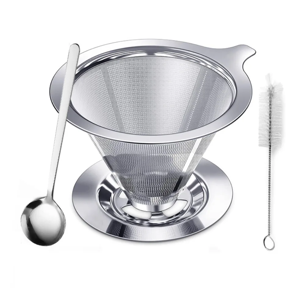 

Coffee Dripper Cone Filter Stainless Pour Over Slow Drip Filter Strainer Reusable Hand Brewed Coffee Funnel