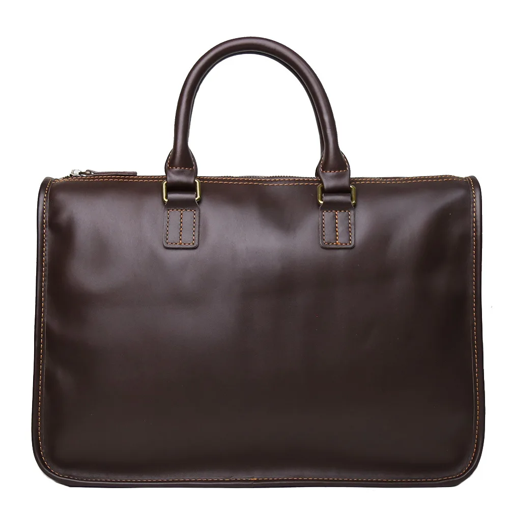 

Vintage Full-Grain Leather Men's Messenger Bag Classic Briefcase for Business Commute with Detachable Strap
