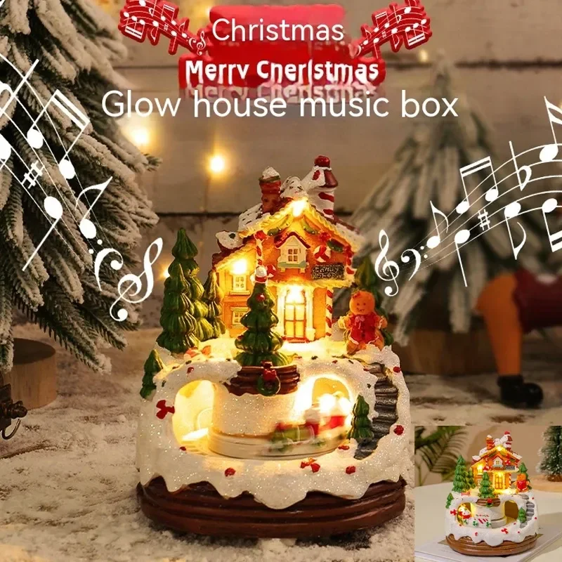 Led Lighted Christmas Buildings Christmas House Village Electric Music Box Christmas Village Musical Houses Decor Christmas Gift