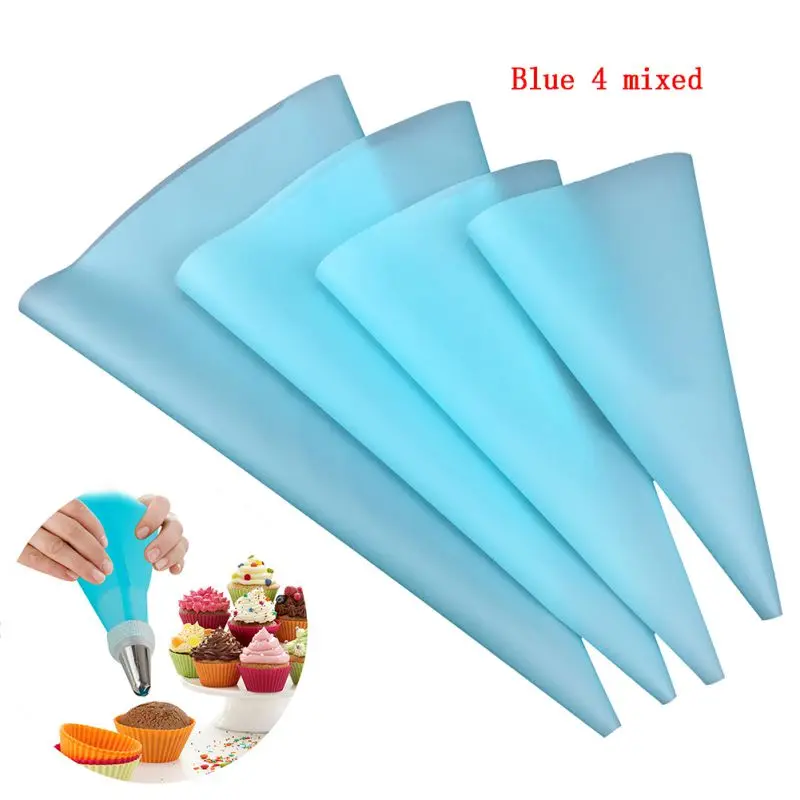 4Pcs/Set Silicone Pastry Bag Tips Kitchen DIY Cake Icing Piping Cream Cake Decorating Tools Reusable Pastry Bags Set