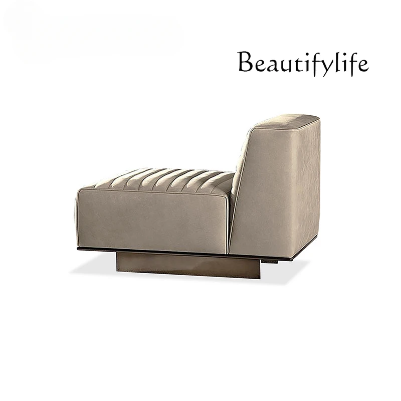 Italian Minimalist Leather Sofa Modern Minimalist Designer Model Living Room High-End Single Leisure Chair